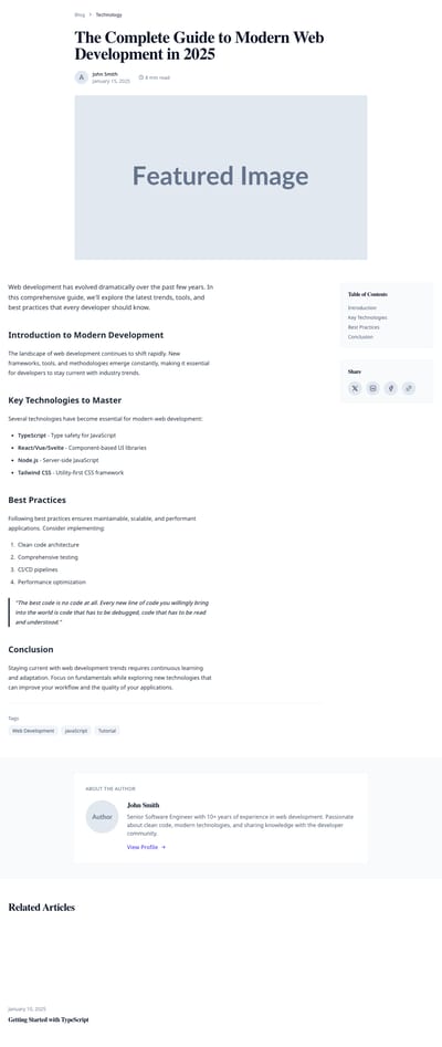 Screenshot of Classic Article page template