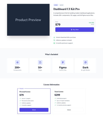 Screenshot of Digital Product page template