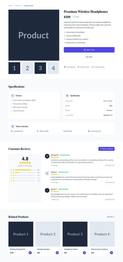 Screenshot of Simple Product page template