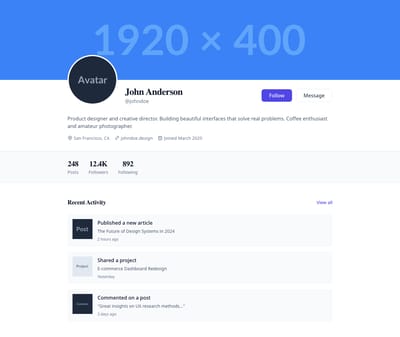 Screenshot of User Profile page template