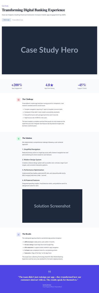 Screenshot of Project Case Study page template