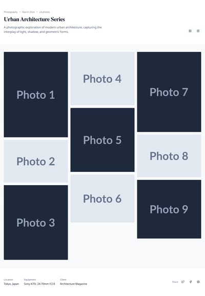 Screenshot of Project Gallery page template