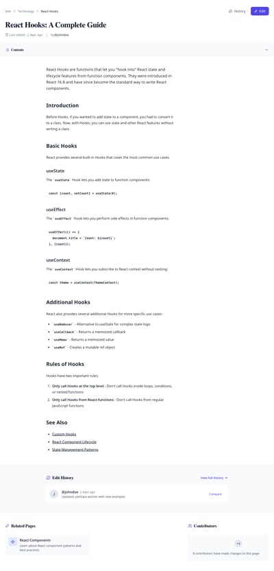 Screenshot of Wiki Page page template