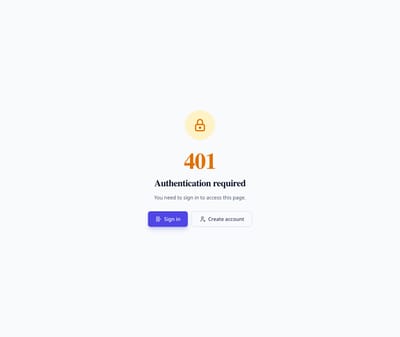 Screenshot of 401 Unauthorized page template