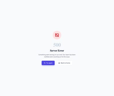 Screenshot of 500 Server Error page template
