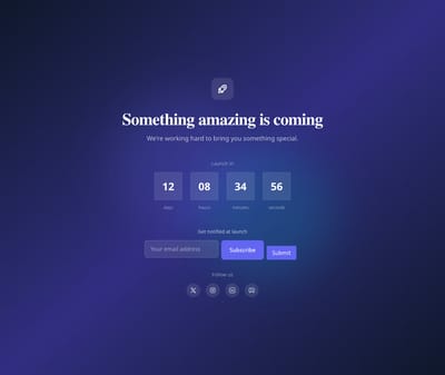Screenshot of Coming Soon Countdown page template