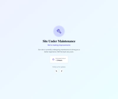 Screenshot of Maintenance Mode page template