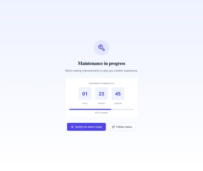 Screenshot of Maintenance Countdown page template