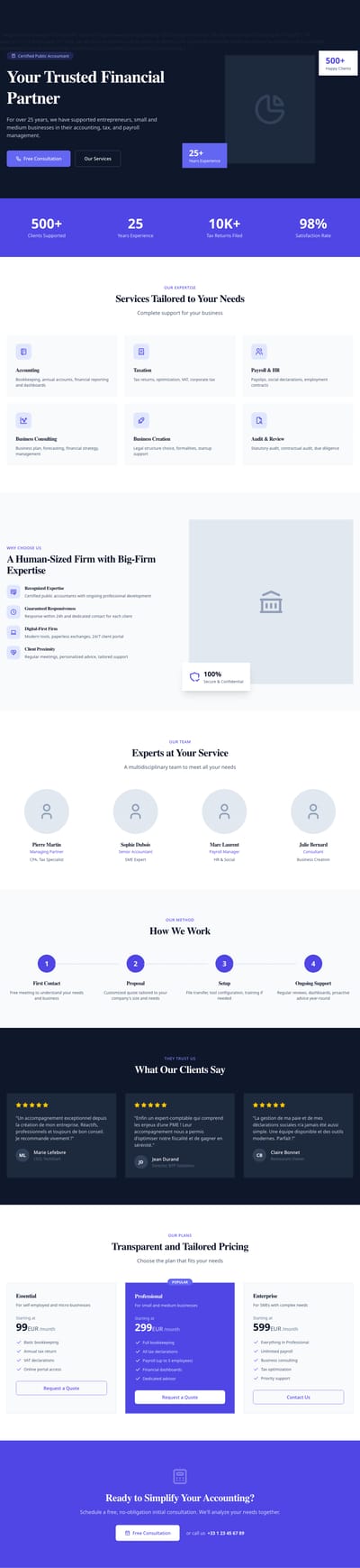 Screenshot of Accounting Firm page template