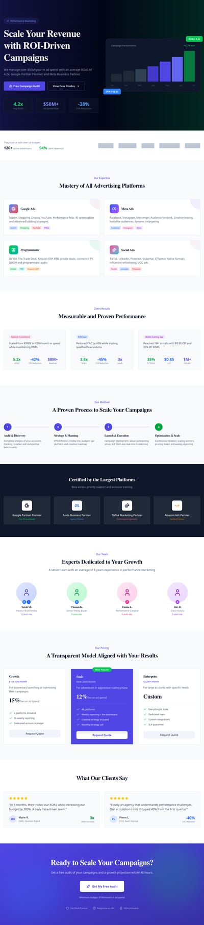 Screenshot of Advertising Agency page template