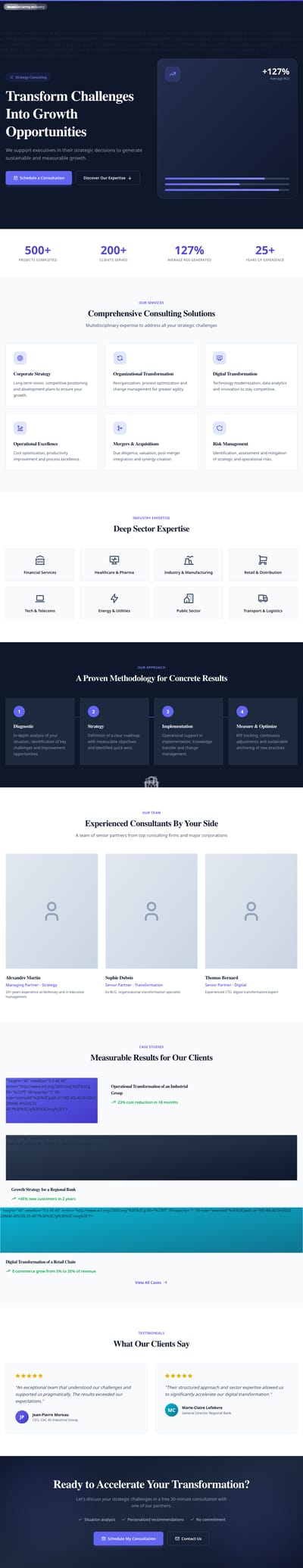 Screenshot of Business Consulting page template
