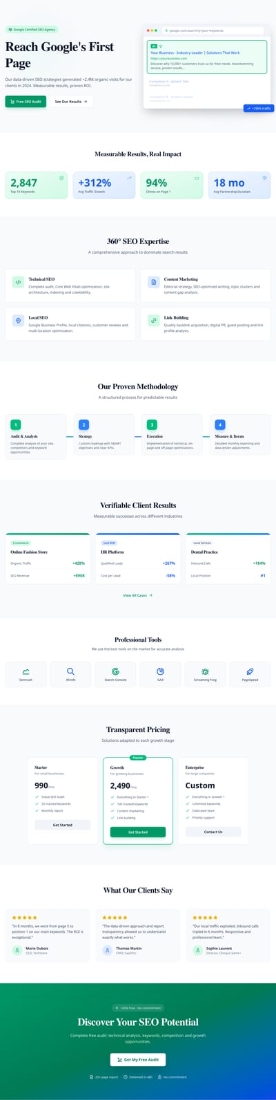 Screenshot of SEO Agency page template
