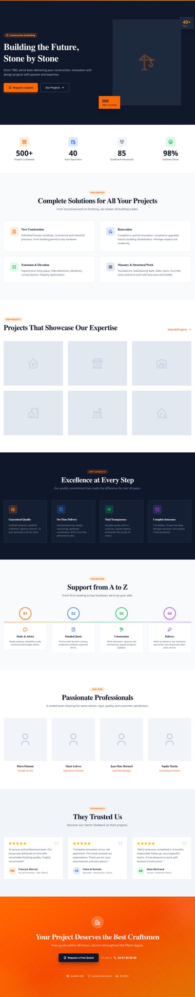Screenshot of Construction Company page template
