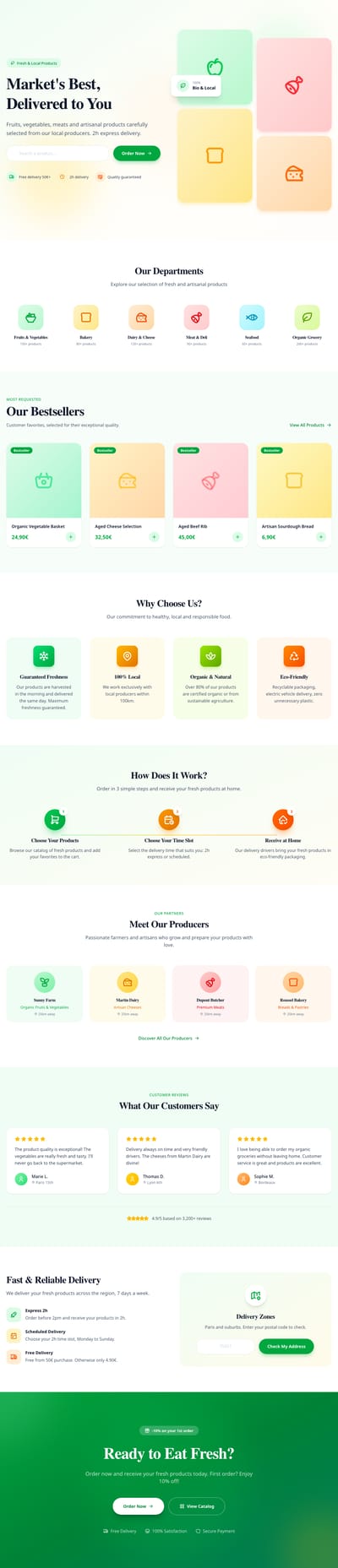 Screenshot of Food & Grocery page template