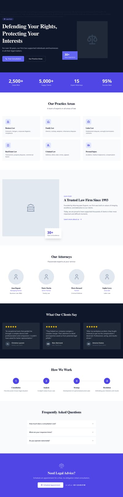 Screenshot of Law Firm page template