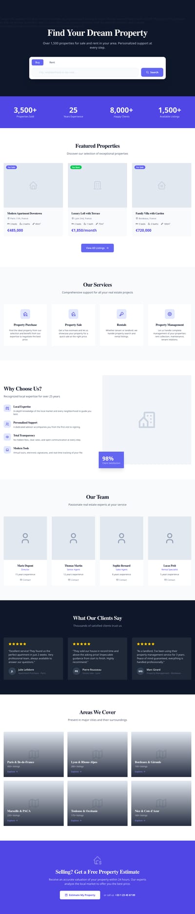 Screenshot of Real Estate Agency page template