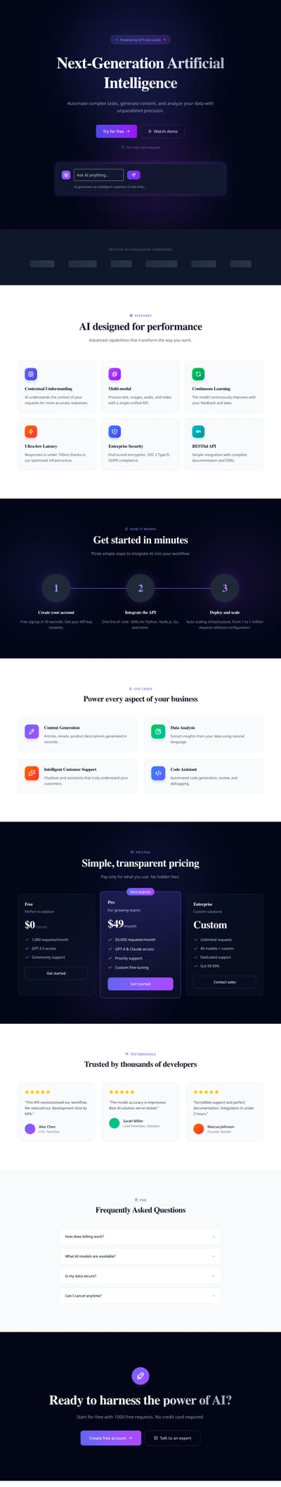 Screenshot of AI Product page template