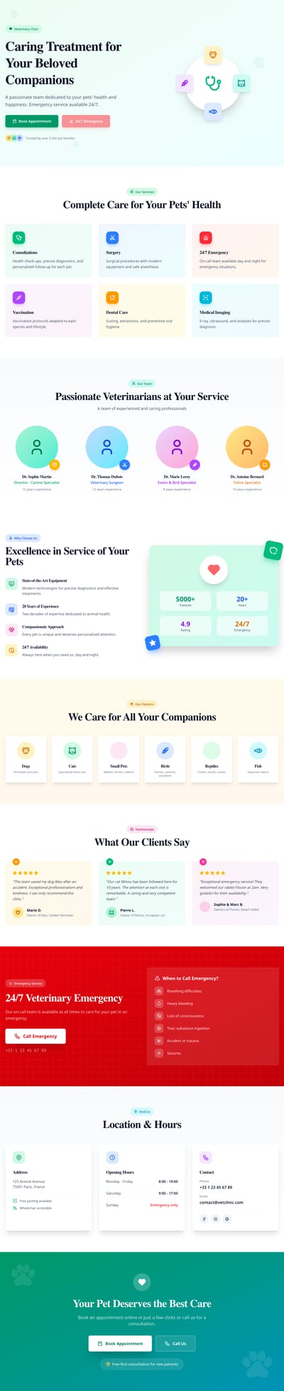 Screenshot of Veterinary Clinic page template