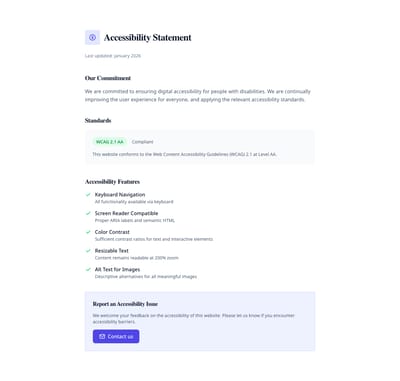 Screenshot of Accessibility page template