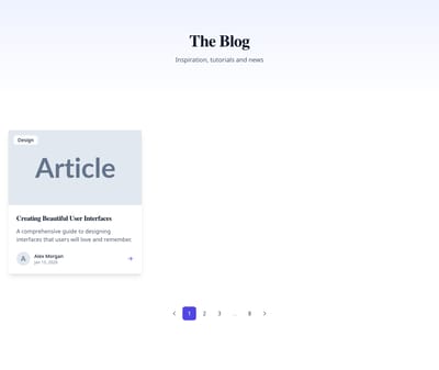 Screenshot of Blog Cards page template