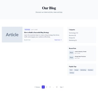 Screenshot of Classic Blog page template