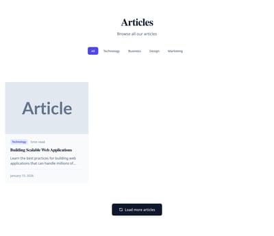 Screenshot of Blog Grid page template