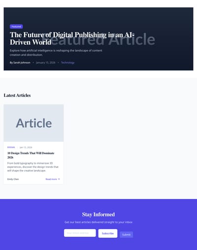 Screenshot of Magazine Layout page template