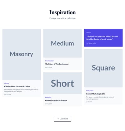 Screenshot of Masonry Blog page template