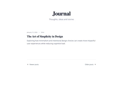 Screenshot of Minimal Blog page template