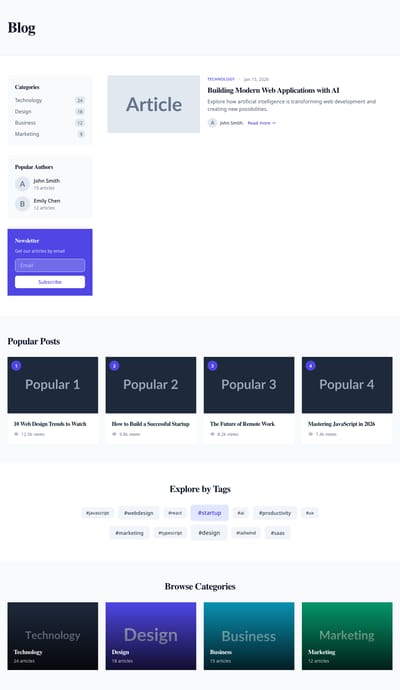 Screenshot of Blog with Sidebar page template