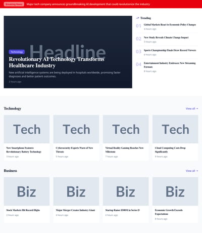 Screenshot of News Portal page template