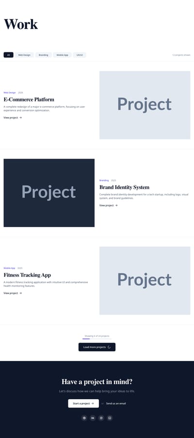 Screenshot of Portfolio Fullwidth page template