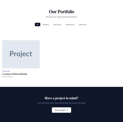 Screenshot of Portfolio Grid page template
