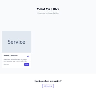 Screenshot of Services Cards page template