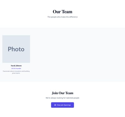 Screenshot of Team Grid page template