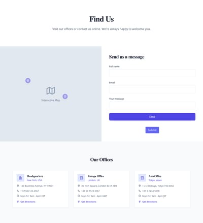 Screenshot of Contact with Map page template