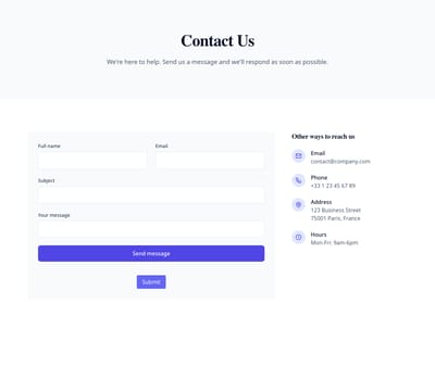 Screenshot of Simple Contact page template