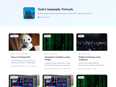 Preview of the /events/organizer/[slug] page