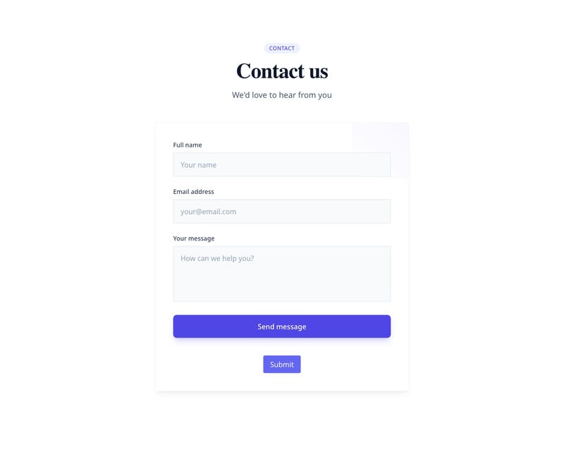 Screenshot of Contact Form Simple template