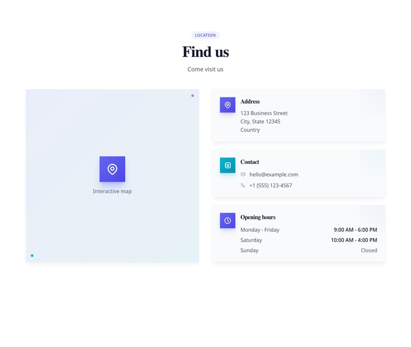 Screenshot of Contact With Map template