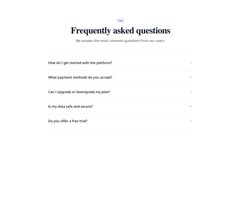 Screenshot of FAQ Accordion Bordered template