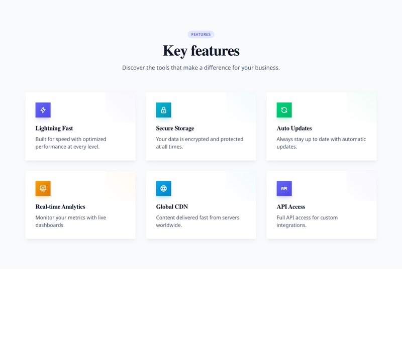 Screenshot of Features Grid Cards template