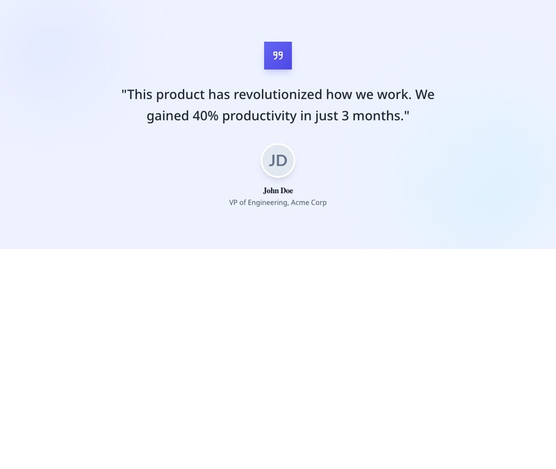 Screenshot of Testimonial Card Centered template