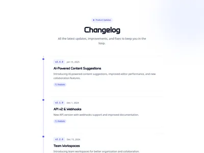 Screenshot of Changelog module template
