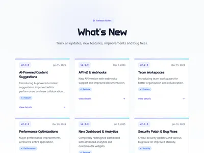 Changelog – Version Cards