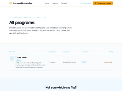 Preview of the /programs page