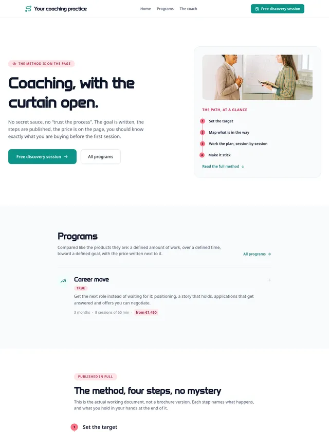 Coach module, editorial design