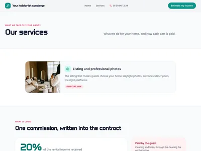 Preview of the /services page