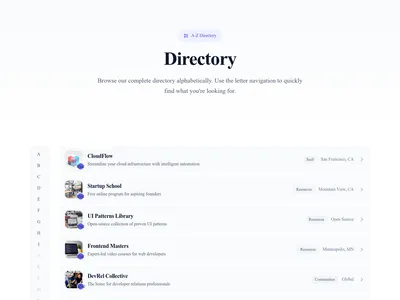 Directory – List Alphabetical