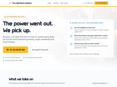 Screenshot of Electrician module template